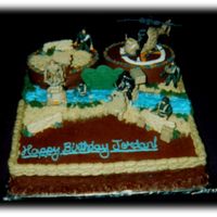 Army Cake 16" Marble Cake with chocolate buttercream icing, all edible decorations are buttercream. My favorite part about this cake is the sand...