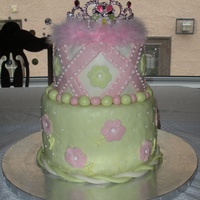 Sabrina's 2Nd Cake She had two birthday parties, so two cakes. The mom wanted to reuse the tiara for this cake. I think I preferred it without the tiara....