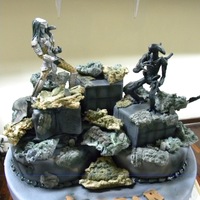 Aliens Cake ALL MADE HAND IN GUM PASTE. I USE PETAL DUST, METAL PETAL DUST, AND AIRBRUSH......ALL ALL IN SUGAR...