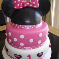 Minnie Mouse 3 Tier Minnie Mouse cake with butter cream and strawberry jam filling