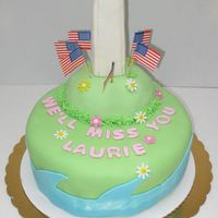 Washington Monument A going-away party for someone leaving DC for CA - MMF over gluten-free chocolate cake with choc IMBC. Monument and hill made of rice...