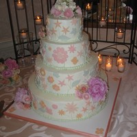 My Biggest Wedding Cake Yet! Gluten-free yellow cake with lemon curd and vanilla buttercream, fondant accents.