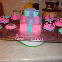 Gift Boxes And Princess Cupcakes made 3 gift boxes stacked up, cupcakes have edible images, and royal icing tiaras