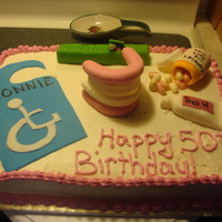 50Th Birthday Cake made everything out of fondant, used jelly belly's for pills