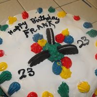 Ice Cream Birthday Cake Tried my hand at making an Ice Cream Birthday Cake. Too hot for the whipped cream frosting and the decorations kept slipping off. lol