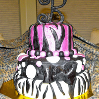 Zebra Print 23Rd Birthday Cake This is my very first Fondant cake. Thanks to all of my friends at Cake Central. I was able to re-create this cake. The fondant is...