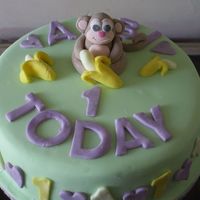 1St Birthday Cake This is for my daughters 1st Birthday, we always call her a cheeky monkey hence the monkey! All the decorations are made from fondant and...