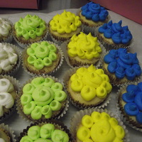 Cupcakes For Buzz Light Year Birthday Party The client wanted the colors of buzz light year. They are made from Rick's buttercream and Americolor food coloring. The cupcake was a...