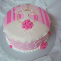Bridal Shower Butter cake filled with raspberry buttercream covered in MMF. Got the design from a paper plate, the hostes love it!!!