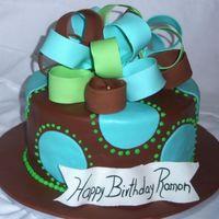 Man's Birthday chocolate MMF with GP/MMF bow (first time trying bow with tooth picks for single loops, it is alot easier)