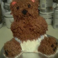 Teddy Bear Baby no mold, all carved, rice krispie head and feet