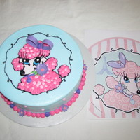 Poodle Cake This cake was a little challenging to do, but I think it came out good. They wanted a poodle cake to match the plates. It is chocolate cake...