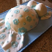 Baby Boy Belly Bump My first baby bump cake made for my littles sister's baby shower. My first try with fondant. Next time will use white cake under white...