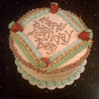 Ben's Birthday Cake My latest creation -- a birthday cake for Ben, requested by his girlfriend Winnie. Triple layered cake (top-red velvet, middle-triple...