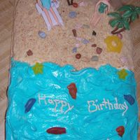 Birthday Beach Party For a Luau themed bday (in November) I made this beach cake. I got the idea from Familyfun.com. The sand was crushed vanilla wafers and the...