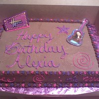 Alexia's B-Day Cake 11x15 best darn chocolate sheet cake, crusting chocolate buttercream, vanilla butter cream, pink cake sparkles and pink disco dust. store...