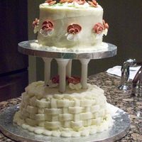 My First Cake I just completed a beginner's cake decorating class, and this is my final cake. Both cakes are white and chocolate cake (alternating...