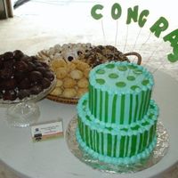 Stripes And Polka Dots Another cake I did for a friend. She wanted a funky green but the rest was up to me. I paired the green with a baby blue and added stripes...