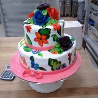 Painted Floral This was done upon the request of a friend for her 18th birthday. She wanted the same Vera pattern I had done for her graduation cake, &...