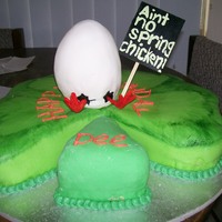 Clover Cake This is a 60th birthday cake made with chocolate mud cake and butter cake, with marshmallow fondant on top.