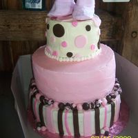 Baby Shower 3 tier baby shower cake. 12,10 and 6 in rounds. Each tier is 4 layers of cake filled.