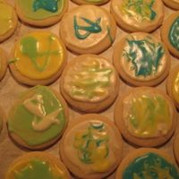 Friend's Birthday Cookies Cookies I made for a friend's birthday. I tried to write A's on them but the frosting wasn't working well that day. Didn&#...