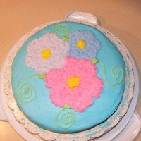 1St Cake With Star Tip Design I am taking cake decorating classes and this was my first cake. I used butter cream frosting (Wilton recipe), flower cookie cutter, Star...