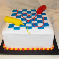 Ketchup Loves Mustard Done for a friend's BBQ (theme was "Ketchup Loves Mustard".