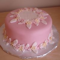 Another Spring Cake! Another cake for the same spring bake sale. This is also natural food coloring and flavoring. The fondant is raspberry flavored and inside...