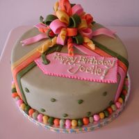 Ribbon On Green This cake was for my niece and her favorite color is green. It is vanilla cake with a berry butter cream (strawberry and raspberry).