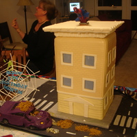 House, Building Or Spiderman Scene Cake for my son's fifth birthday. I never completely finished the cake. I was supposed to paint/color the bricks but after keeping the...