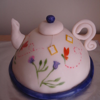 Tea Party Cake Tea Party Cake for a girl (Nikki) who turned 6.The cake is covered in fondant and the cups are mini cup cakes with chocolate on top and...