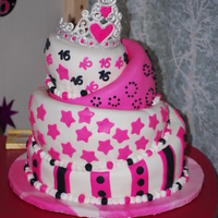 Sweet 16 Topsy Turvey Birthday Topsy Turvey covered in fondant. Buttercream boarders. Royal Icing tiara. Was given a napkin and was told "do something with these...