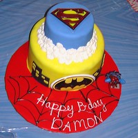 Super Hero Cake I got this idea from all the great designs on CC, so thank you! My son is OBSESSED with superheroes, so of course we had to have a themed...