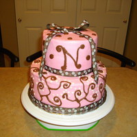 Pink And Brown Monogram Cake 