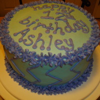 Blue And Purple Zigzag Birthday Cake 