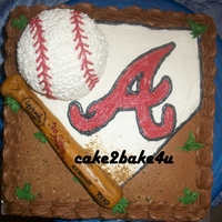 Braves Home Plate Cake had chocolate bc. Vanilla cake.I made the bat out of RKT covered with fondant and I painted the details. Client likes Chipper Jones so...