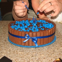 Blue And Brown Kit Kat Cake 