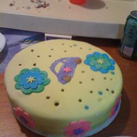 Flower Power I forgot to take a pic bfore we put the candles in it :(This is a cake I did in a hurry for my mother in law. Its a hippie theme my mother...