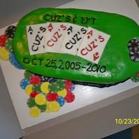 Poker Table And Chips This is a chocolate on chocolate cake with Marshmallow fondant . It was super moist and some kinda good :)