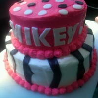 Mikey's Girly Cake chocolate cake with, oreo cookie filling.