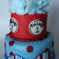 Thing 1 And Thing 2 Made for a twin's first birthday party. Cotton candy on top, buttercream w/ marshmallow fondant decorations.