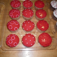 Wedding Shower Cupcakes These were for a red and white theme wedding shower. I used impression mats and then hand-painted details in the alternate color.