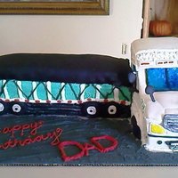 Dad's Bday Cake I made this for my dads bday. It is a replica of his semi. Combination of butter cream and fondant used