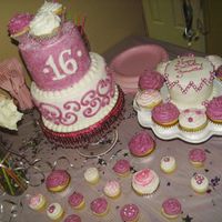 Sam's Sweet 16 Both teirs were rolled in sparkling sugar while they were still cold & easy to handle with bare hands then I added the pink scrolls and...