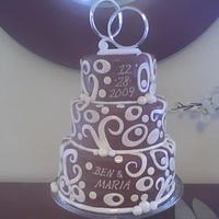 Chocolate! Engagement/Wedding cake for my brother-in-law. Made MM fondant w.Hershey's cocoa - Everyone said it tasted like Tootsie Rolls!Painted...