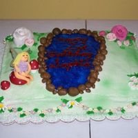 First Attempt With Fondant Details This is my first time using fondant. The cake is iced with BC but all the other elements are fondant except for the water and writing in...