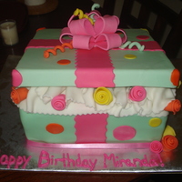 20Th Birthday Cake Three layer white cake filled with a whipped chocolate ganache and covered in fondant. All edible, everything made from fondant/gumpaste.