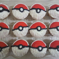 Pokeball Cupcakes I had alot of fun making these. I melted frosting and dipped the cupckaes in so it would be smooth, kind of like a glaze. Then I designed...