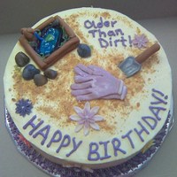 "older Than Dirt" Gardening Cake 8" round carrot cake with diabetic icing recipe found here on CC (no sugar added cream cheese icing) with crushed graham crackers for...